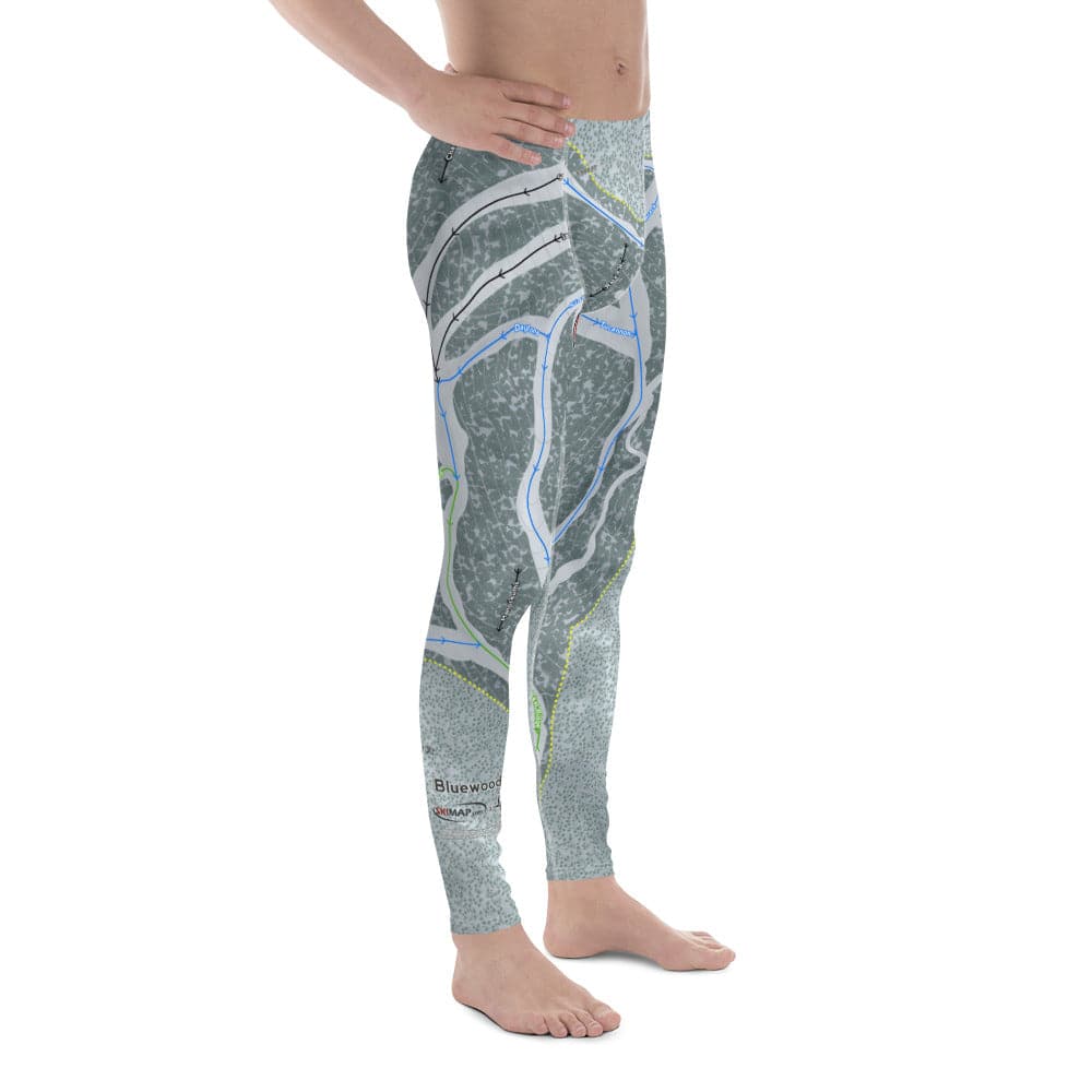 Bluewood, Washington ski Trail Map Men's Base Layer Bottom - Powderaddicts