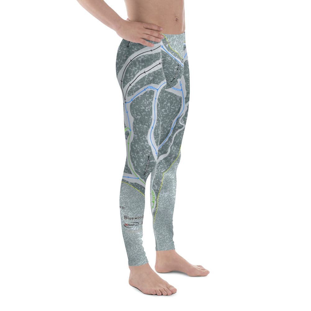 Bluewood, Washington ski Trail Map Men's Base Layer Bottom - Powderaddicts