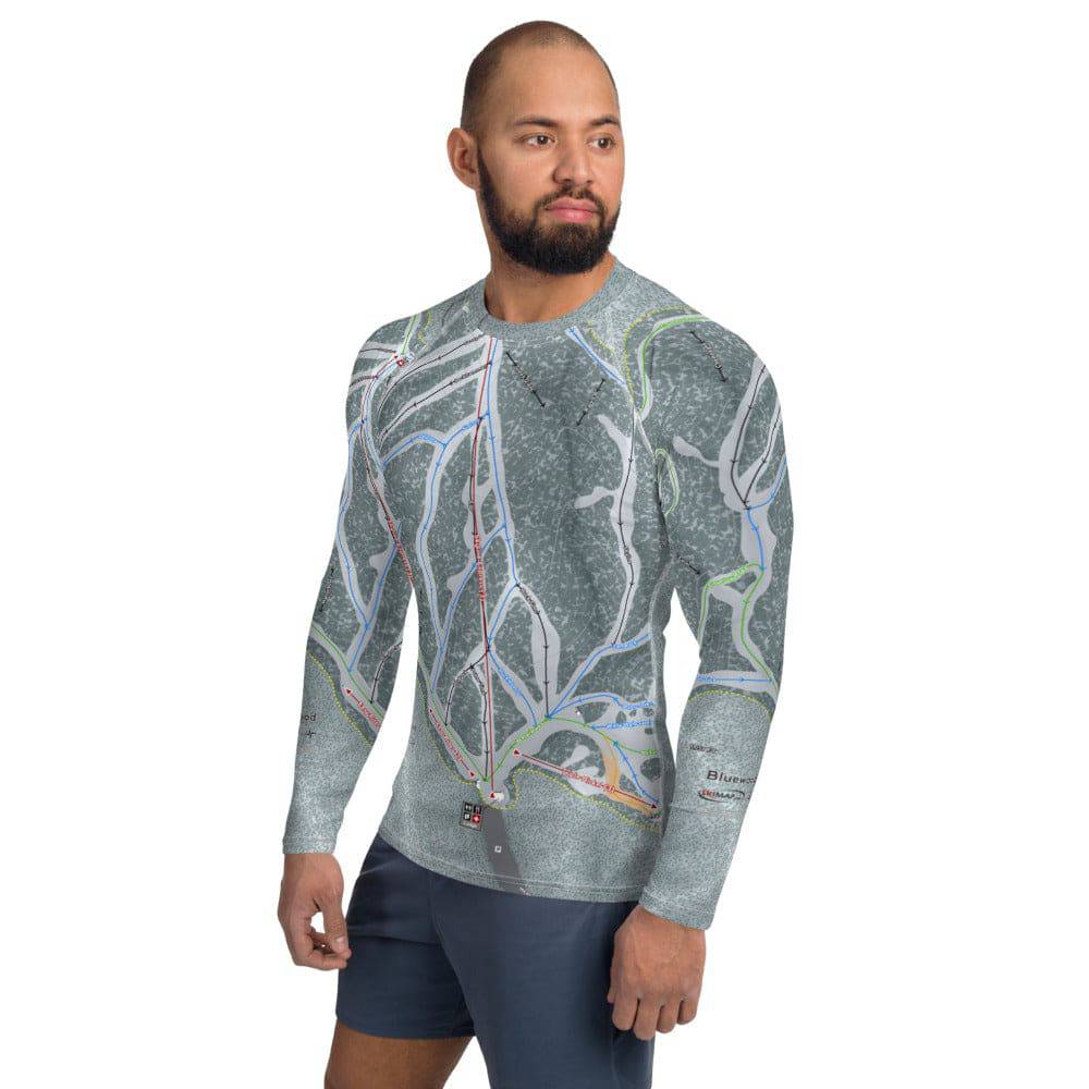Bluewood, Washington Ski Trail Map Men's Base Layer Top - Powderaddicts