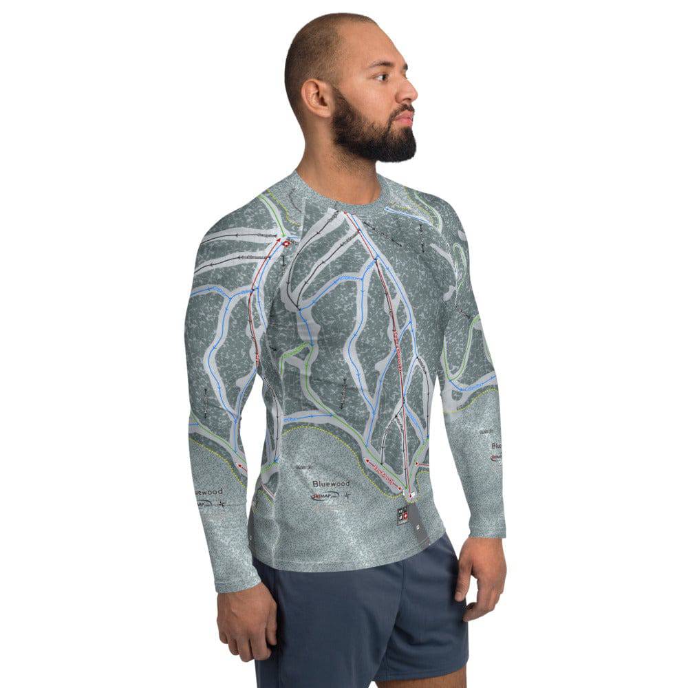 Bluewood, Washington Ski Trail Map Men's Base Layer Top - Powderaddicts