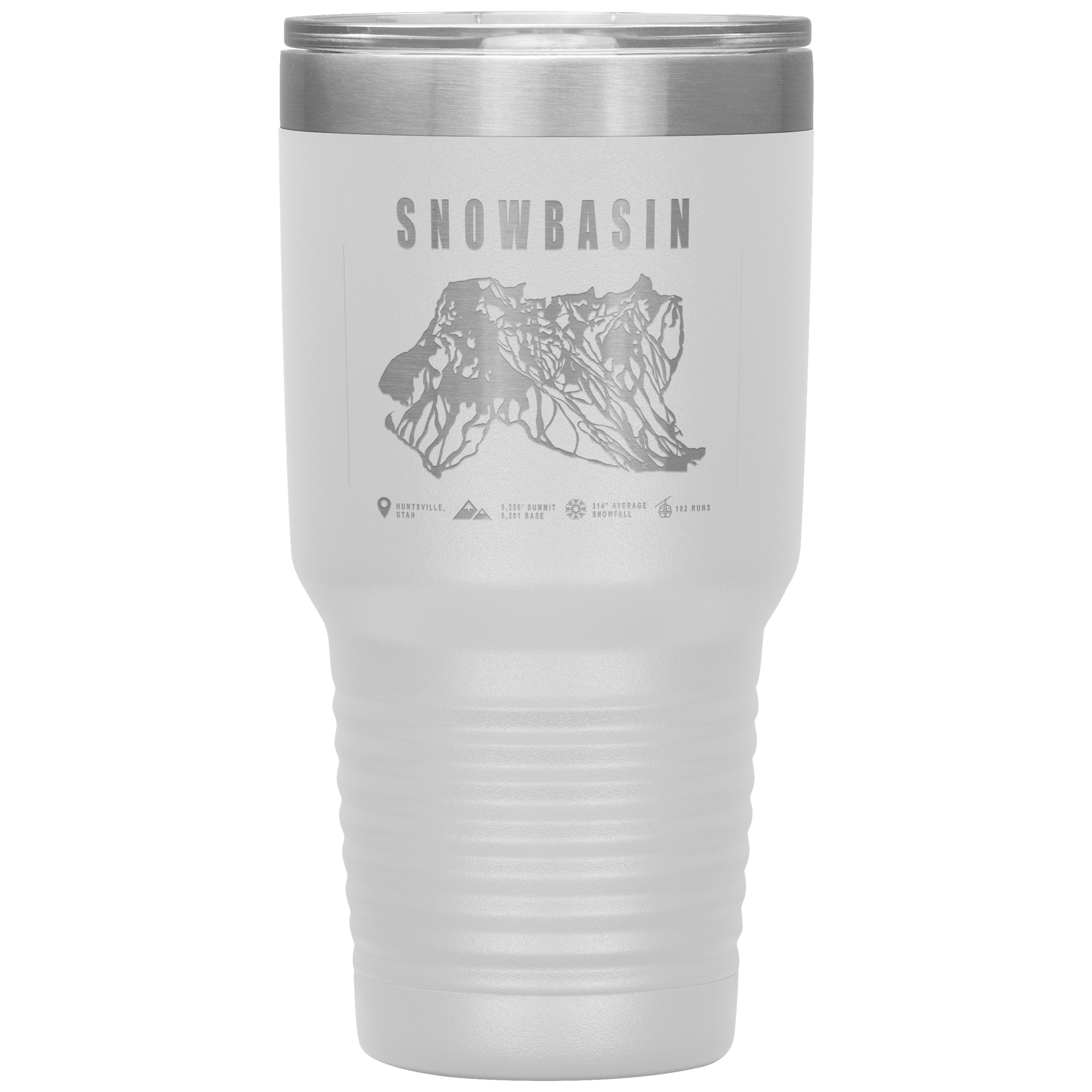 Snowbasin, Utah Ski Trail Map - 30oz Tumbler - Powderaddicts