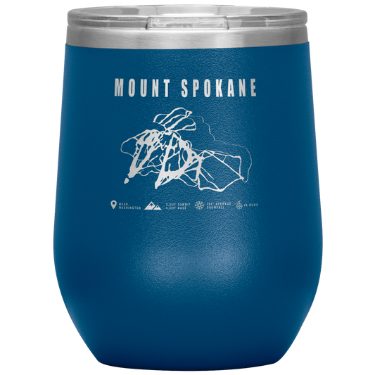 Mount Spokane, Washington Ski Trail Map Wine 12oz Tumbler - Powderaddicts