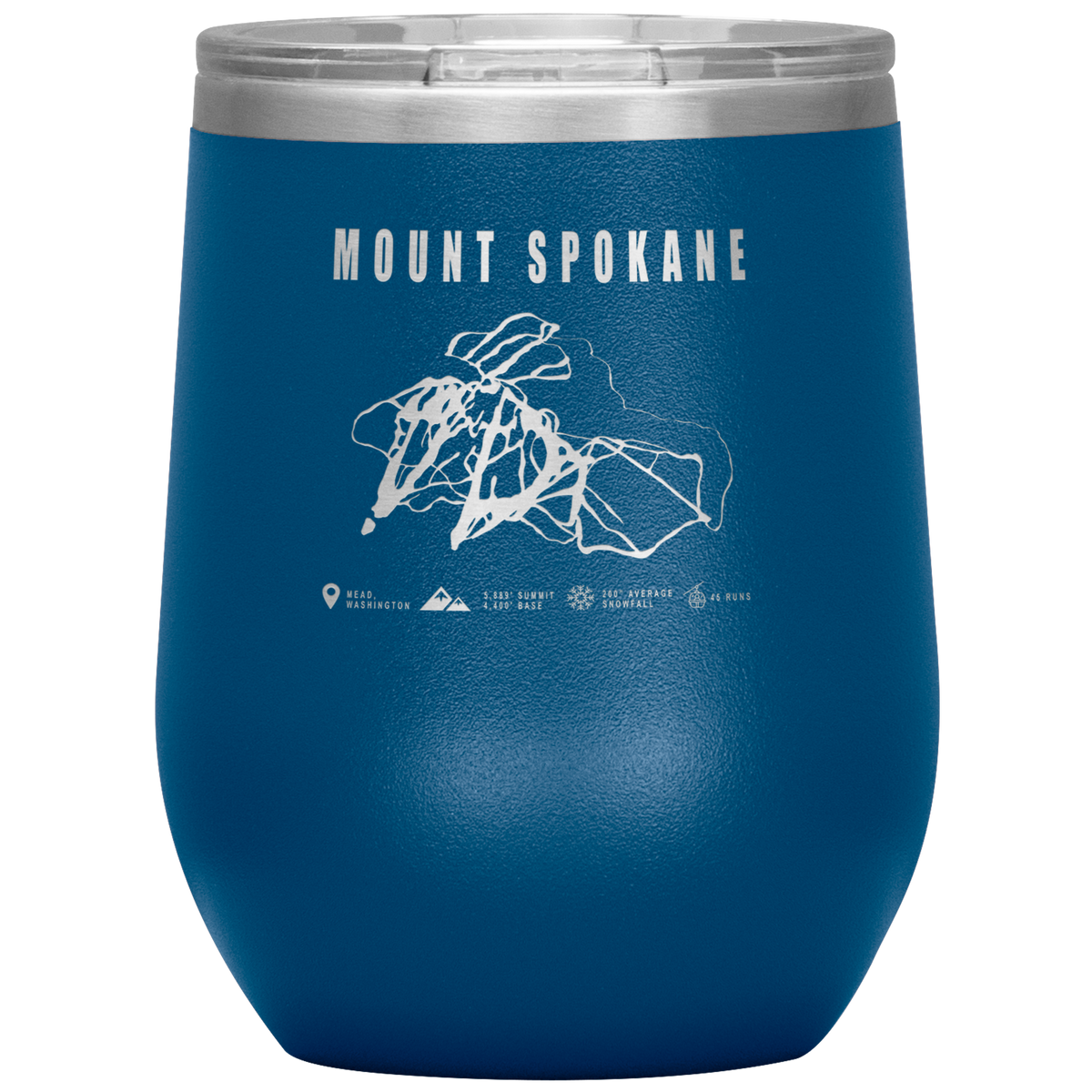 Mount Spokane, Washington Ski Trail Map Wine 12oz Tumbler - Powderaddicts