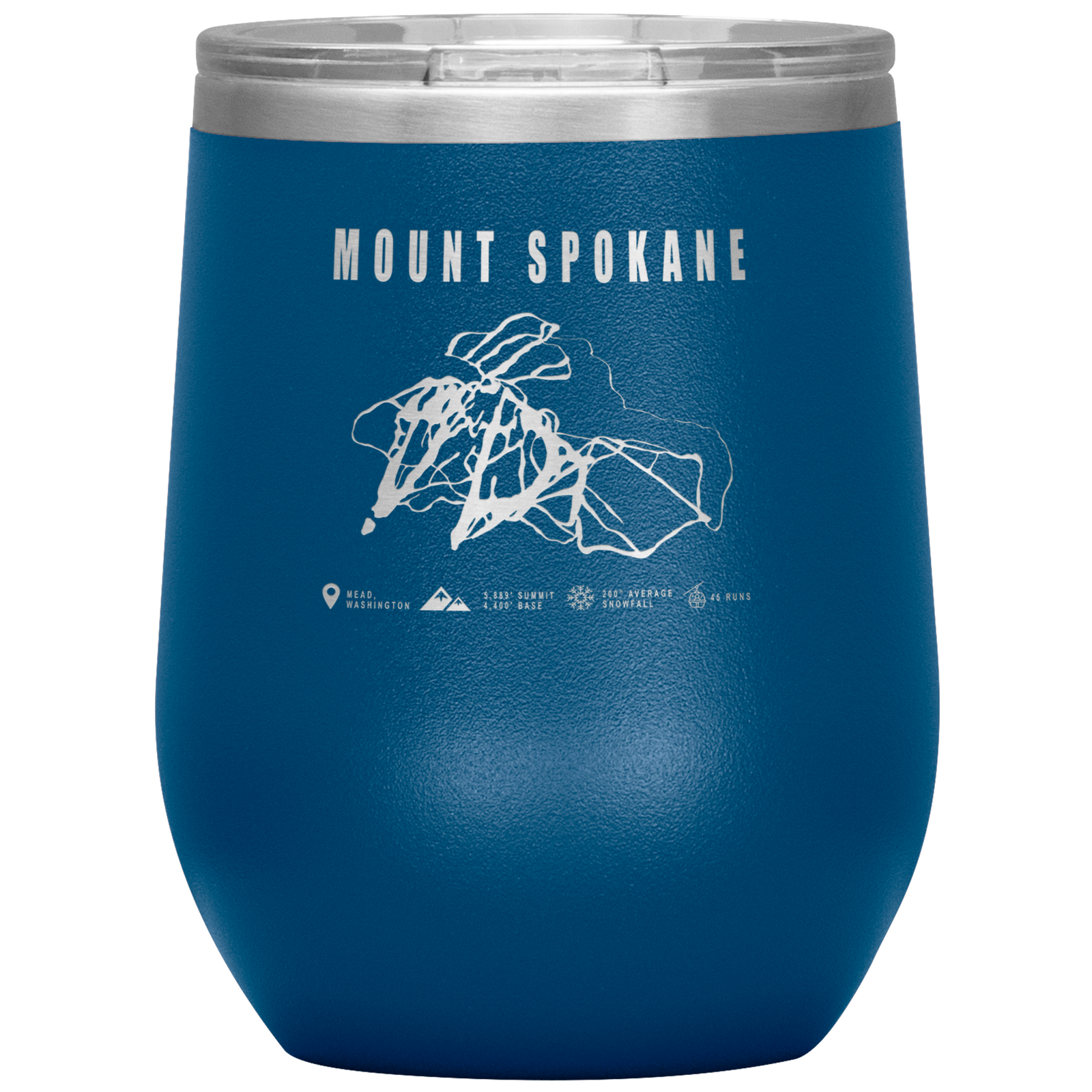 Mount Spokane, Washington Ski Trail Map Wine 12oz Tumbler - Powderaddicts