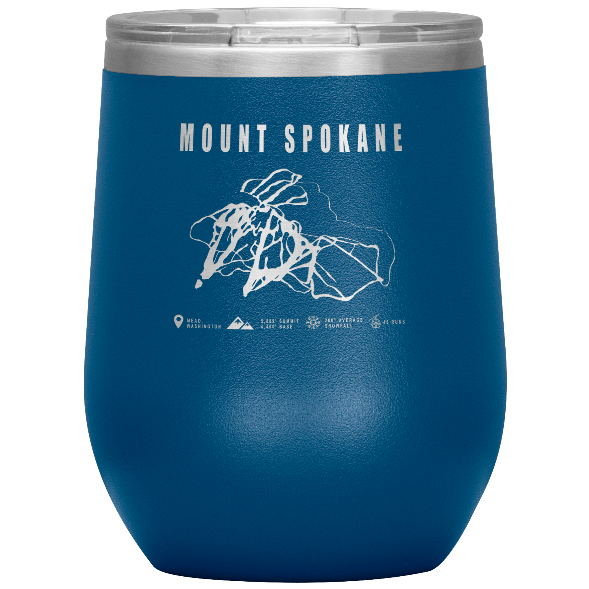 Mount Spokane, Washington Ski Trail Map Wine 12oz Tumbler - Powderaddicts