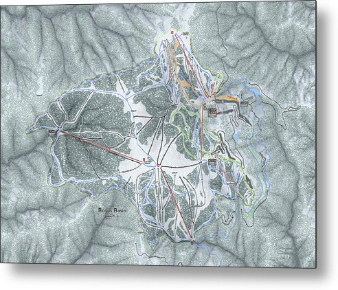 Bogus Basin Ski Trail Map - Metal Print - Powderaddicts