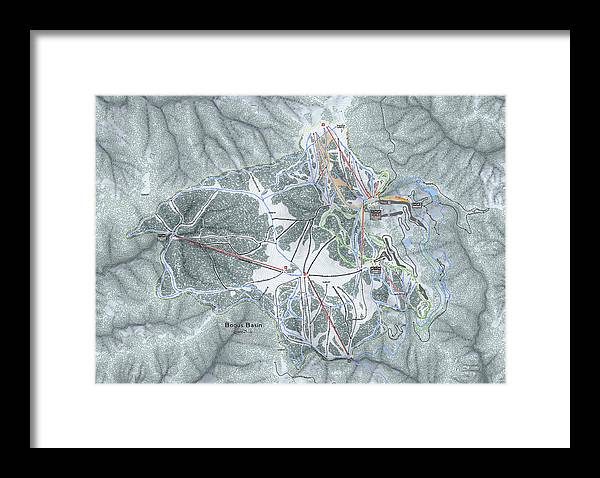 Bogus Basin Ski Trail Map - Framed Print - Powderaddicts