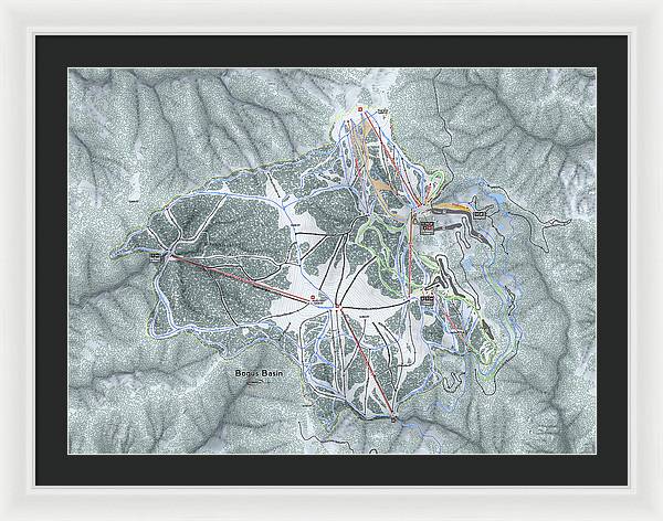 Bogus Basin Ski Trail Map - Framed Print - Powderaddicts