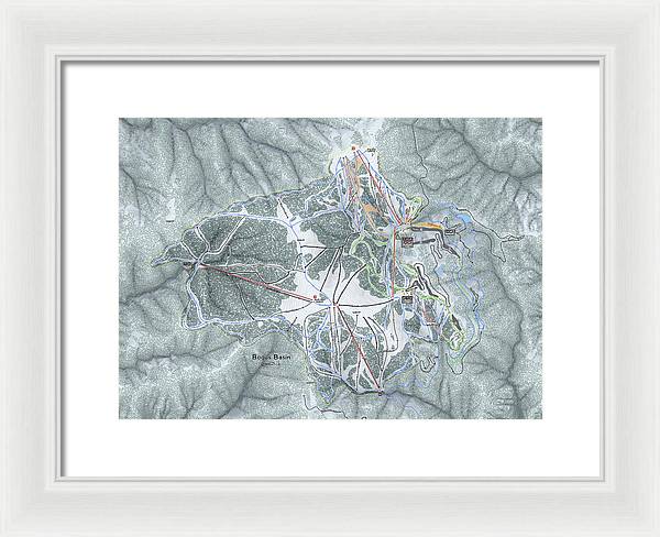 Bogus Basin Ski Trail Map - Framed Print - Powderaddicts