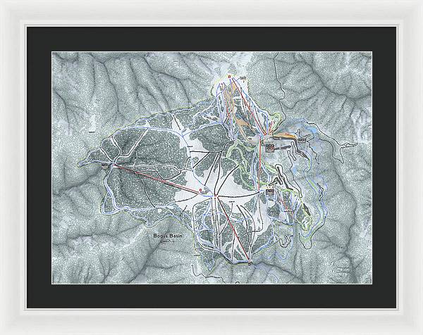 Bogus Basin Ski Trail Map - Framed Print - Powderaddicts