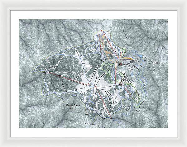 Bogus Basin Ski Trail Map - Framed Print - Powderaddicts
