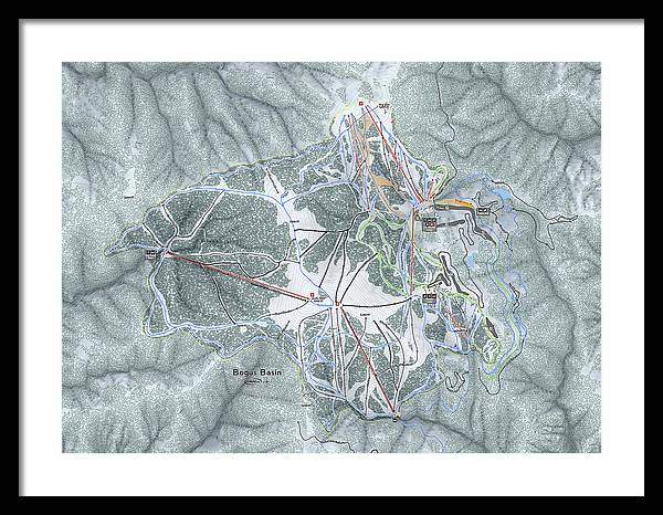 Bogus Basin Ski Trail Map - Framed Print - Powderaddicts