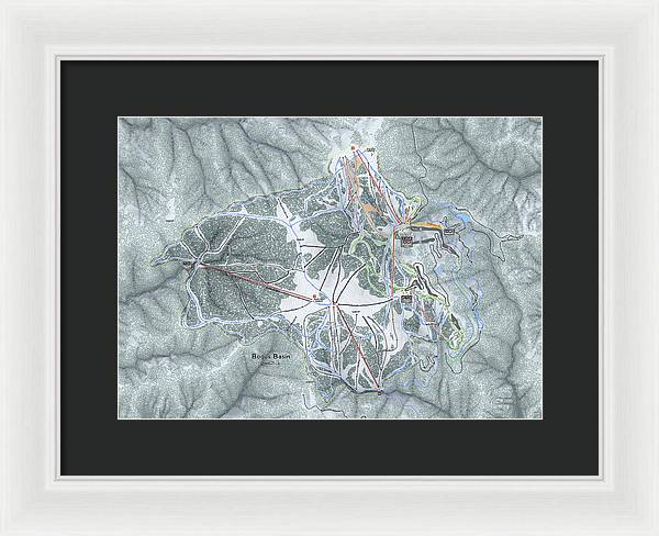 Bogus Basin Ski Trail Map - Framed Print - Powderaddicts