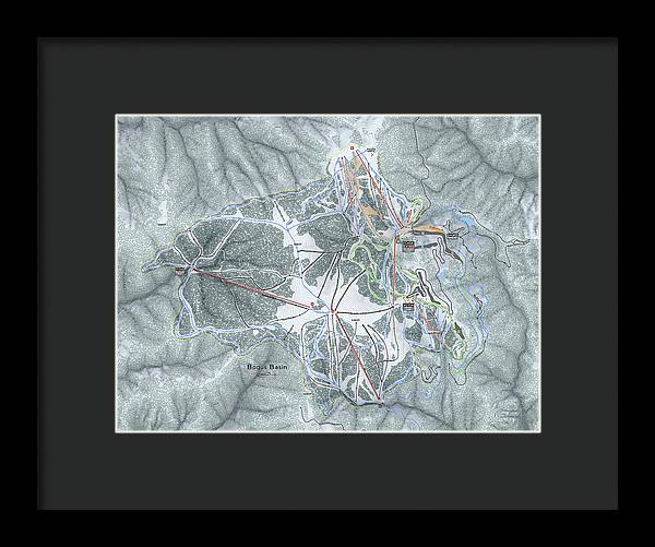 Bogus Basin Ski Trail Map - Framed Print - Powderaddicts
