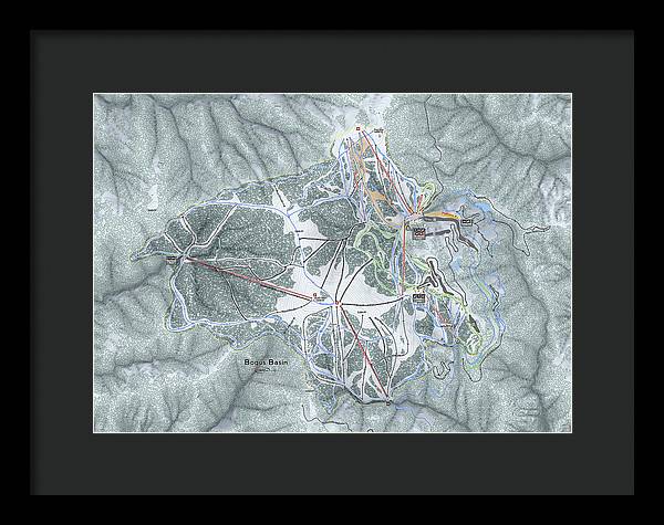 Bogus Basin Ski Trail Map - Framed Print - Powderaddicts