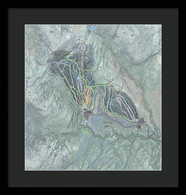 Bolton Valley Ski Trail Map - Framed Print - Powderaddicts