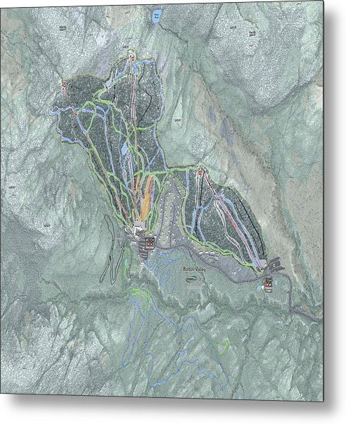 Bolton Valley Ski Trail Map - Metal Print - Powderaddicts
