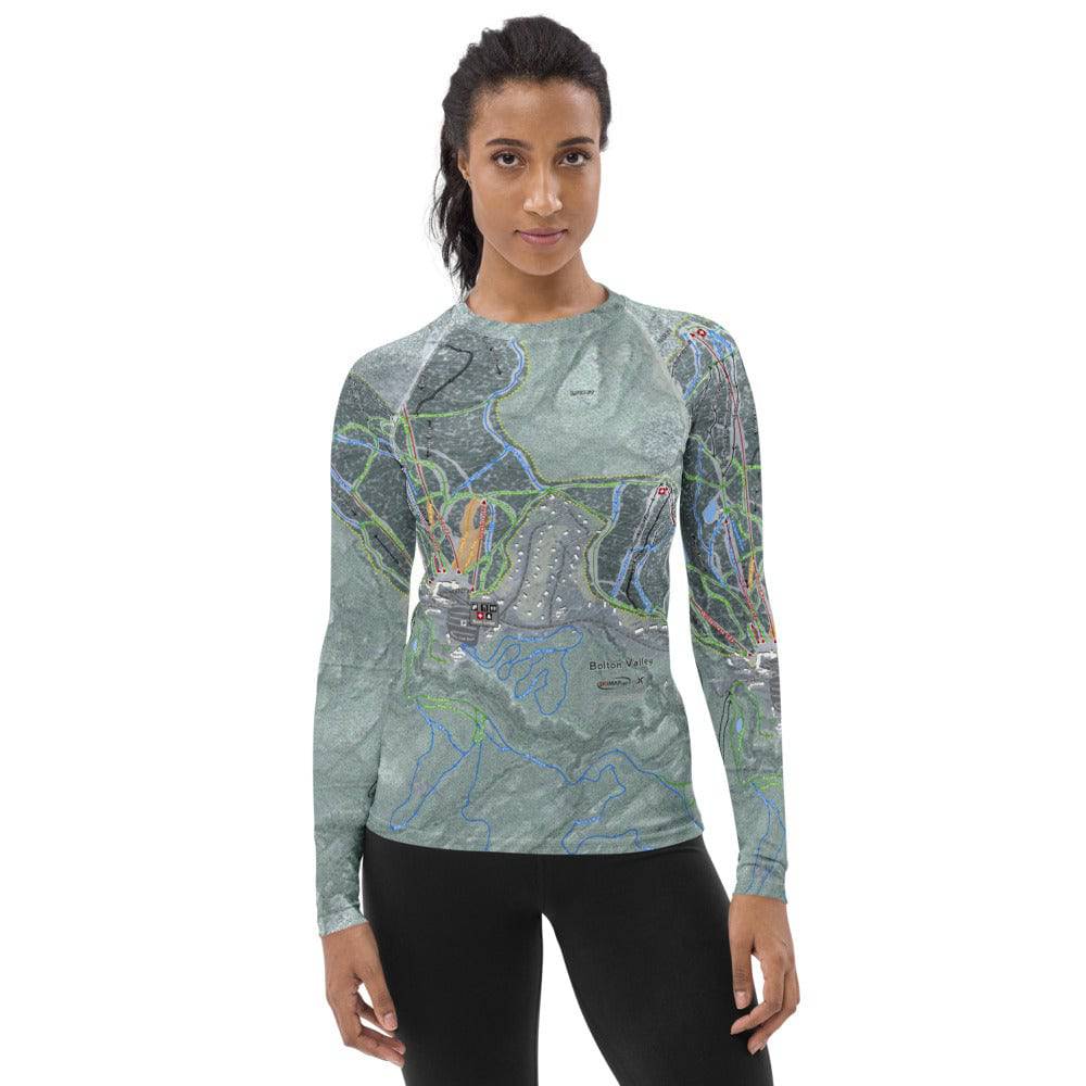 Bolton Valley, Vermont Ski Trail Map  Women's Base Layer Top - Powderaddicts
