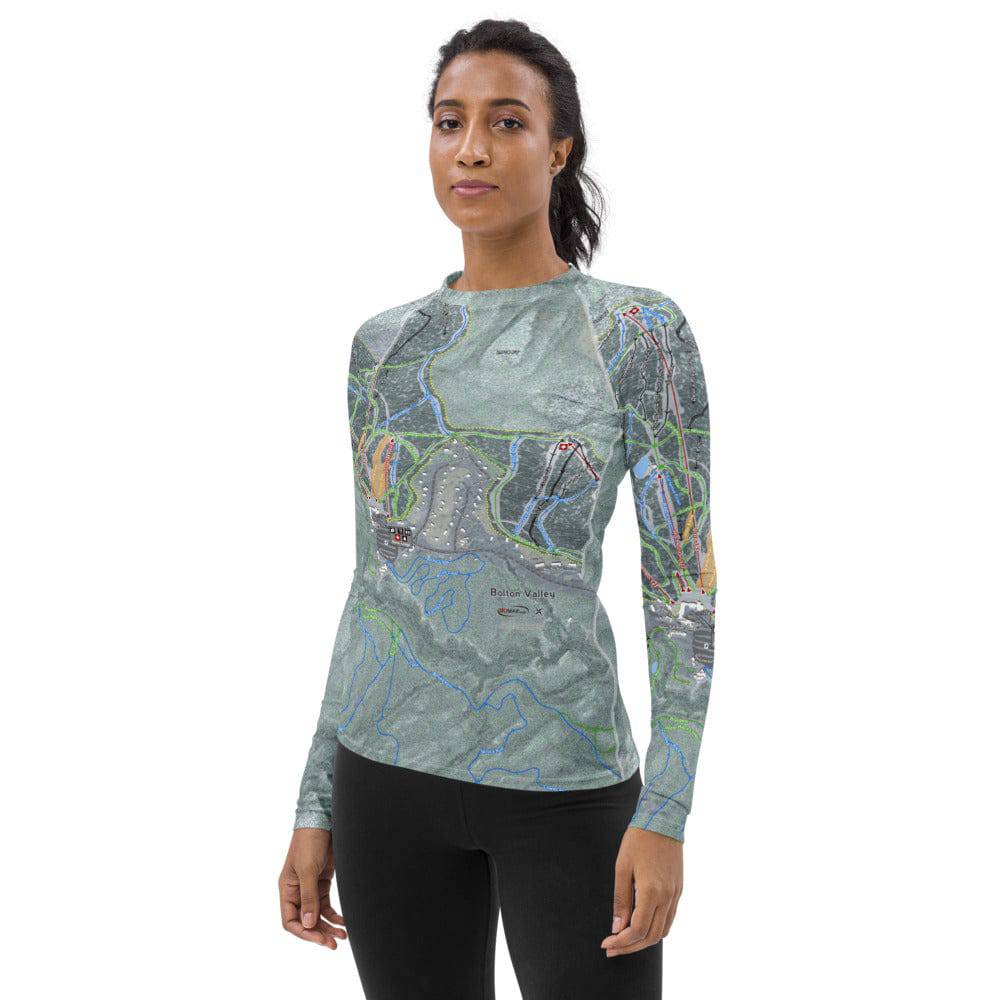 Bolton Valley, Vermont Ski Trail Map  Women's Base Layer Top - Powderaddicts