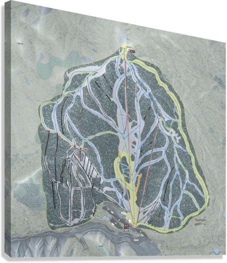 Sunlight Mountain Resort, Colorado Ski Trail Map Wall Art