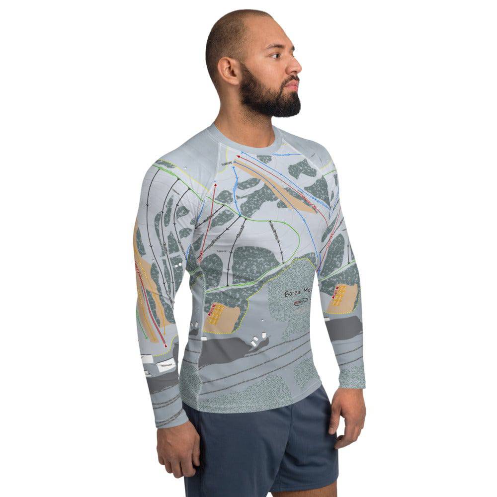 Boreal Mountain, California Ski Trail Map Men's Base Layer Top - Powderaddicts