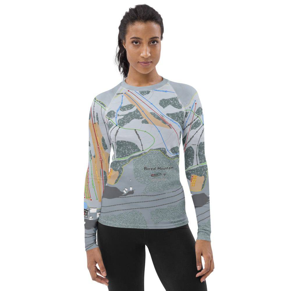 Boreal Mountain, California Ski Trail Map Women's Base Layer Top