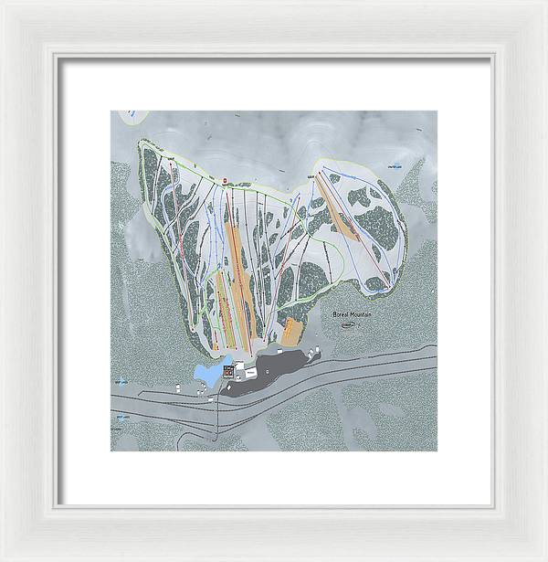 Boreal Ski Trail Map - Framed Print - Powderaddicts