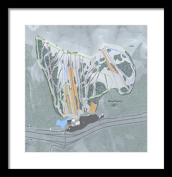 Boreal Ski Trail Map - Framed Print - Powderaddicts