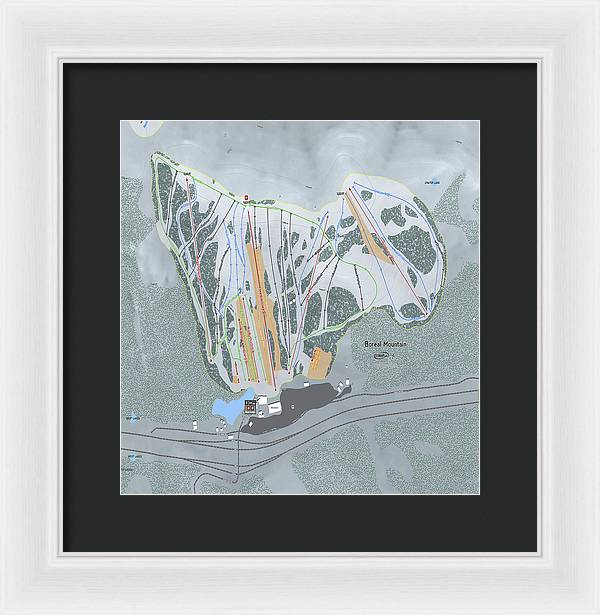 Boreal Ski Trail Map - Framed Print - Powderaddicts