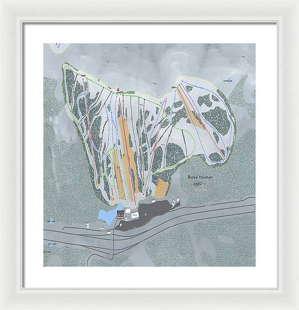 Boreal Ski Trail Map - Framed Print - Powderaddicts