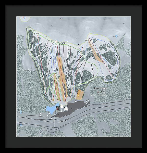 Boreal Ski Trail Map - Framed Print - Powderaddicts