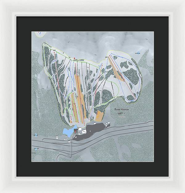 Boreal Ski Trail Map - Framed Print - Powderaddicts