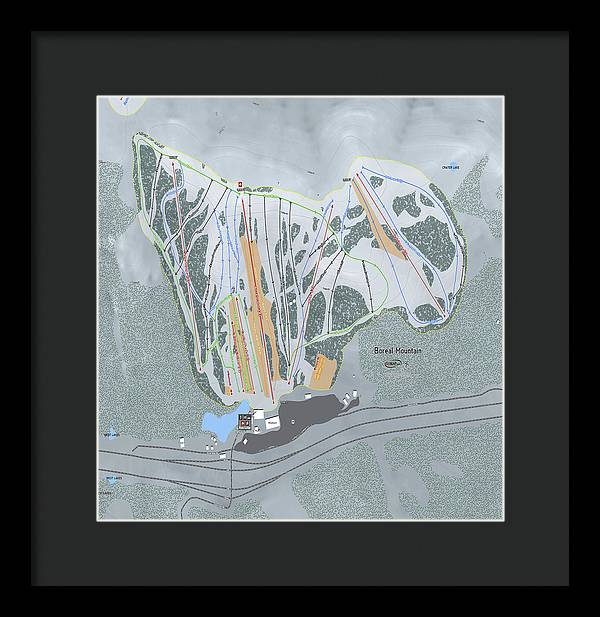 Boreal Ski Trail Map - Framed Print - Powderaddicts