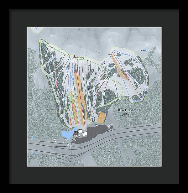 Boreal Ski Trail Map - Framed Print - Powderaddicts