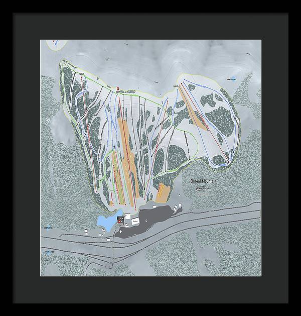 Boreal Ski Trail Map - Framed Print - Powderaddicts