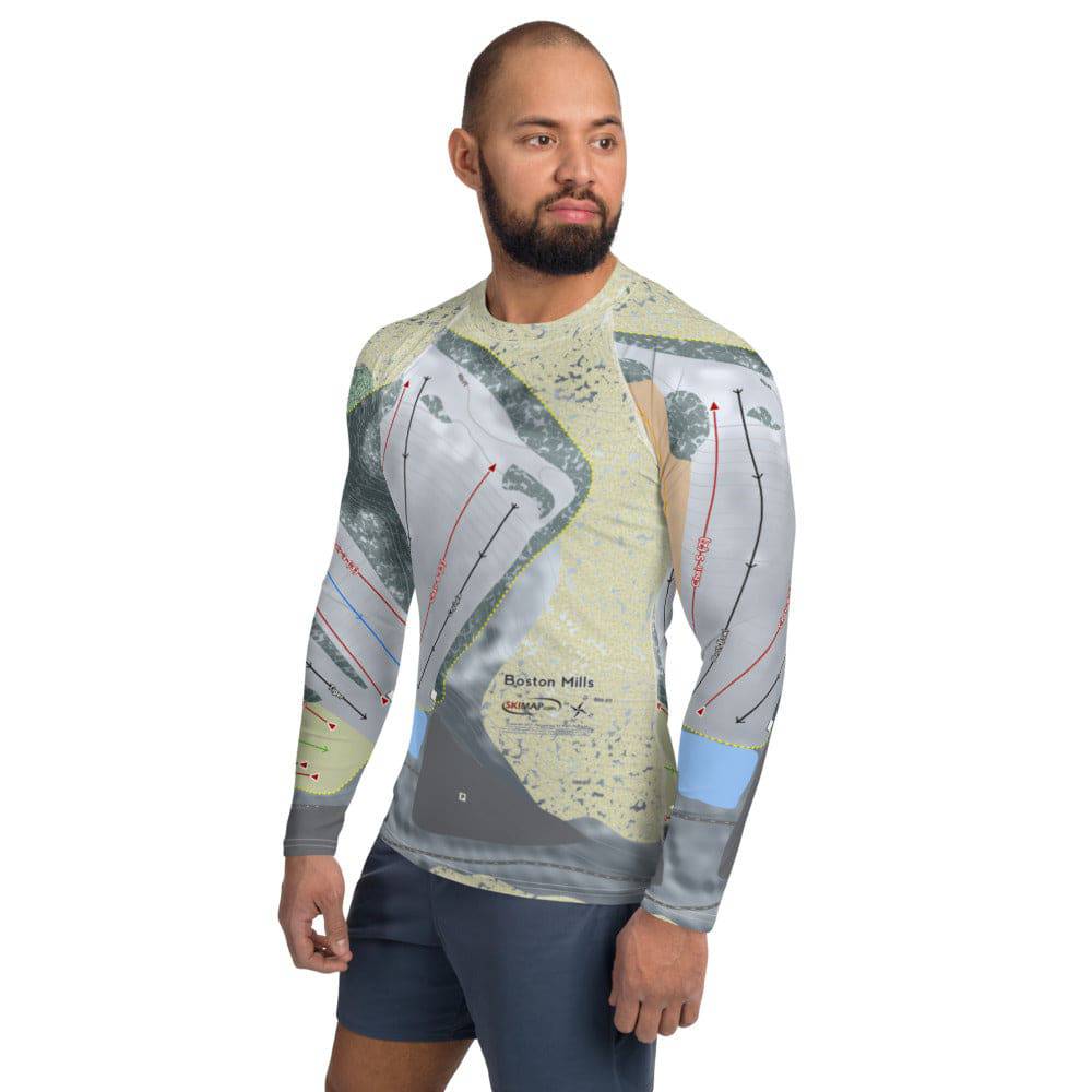 Boston Mills, Ohio Ski Trail Map Men's Base Layer Top - Powderaddicts