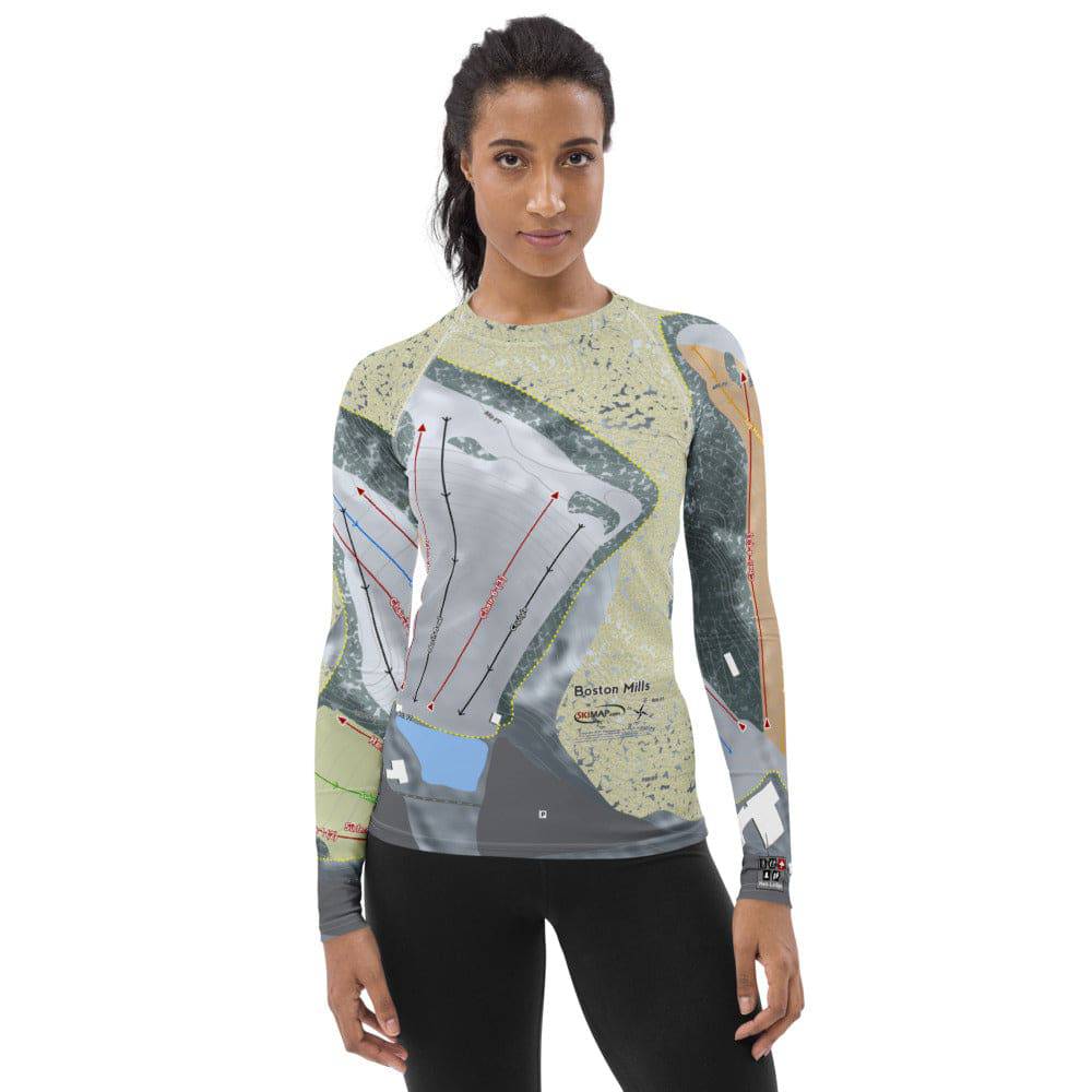 Boston Mills, Ohio Ski Trail Map Women's Base Layer Top