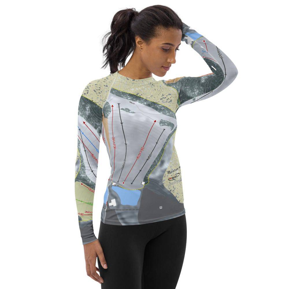 Boston Mills, Ohio Ski Trail Map Women's Base Layer Top - Powderaddicts