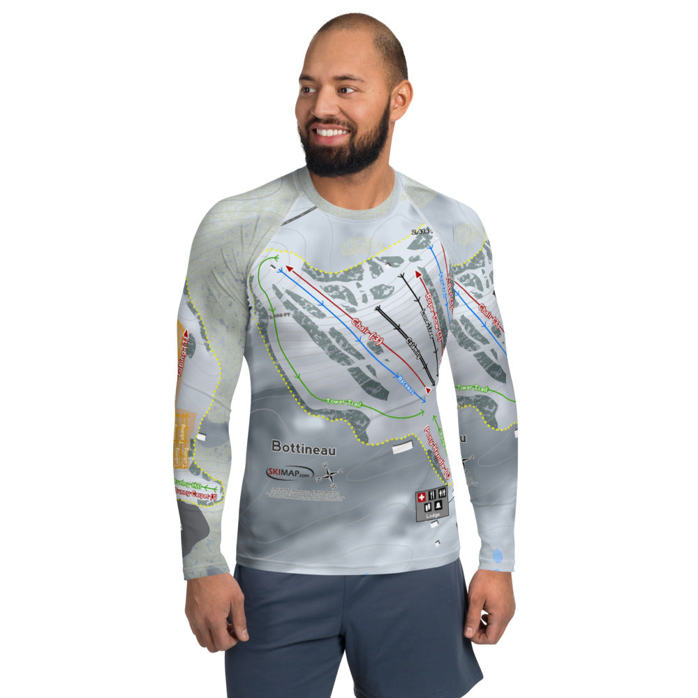 Bottineau, North Dakota Ski Trail Map Men's Base Layer Top - Powderaddicts