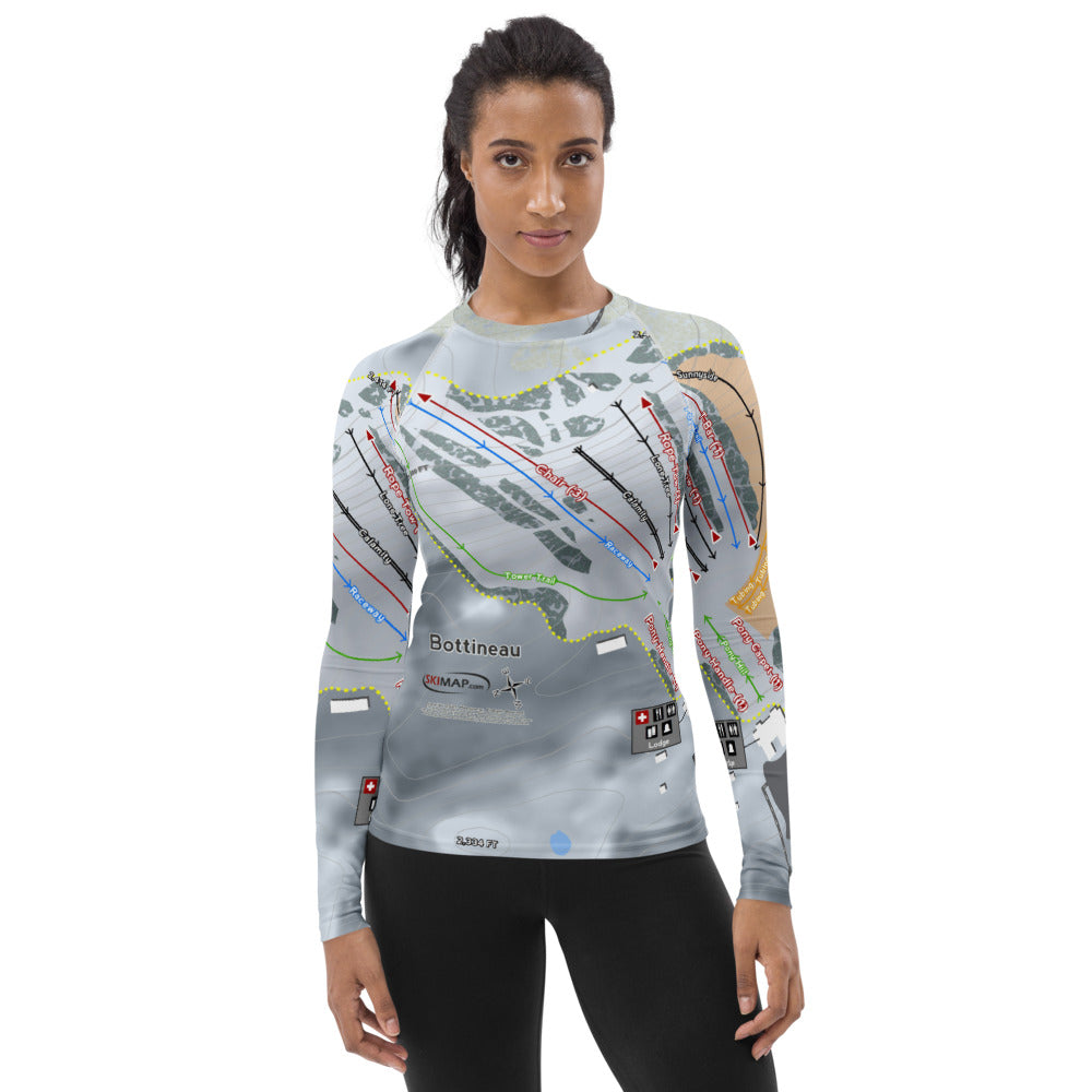 Bottineau, North Dakota Ski Trail Map Women's Base Layer Top - Powderaddicts