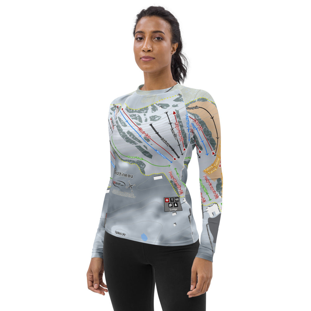 Bottineau, North Dakota Ski Trail Map Women's Base Layer Top - Powderaddicts