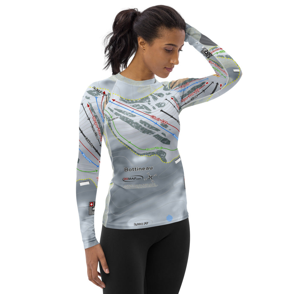 Bottineau, North Dakota Ski Trail Map Women's Base Layer Top - Powderaddicts