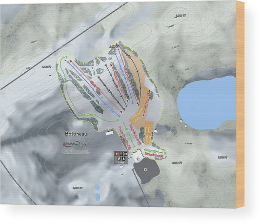 Bottineau Ski Trail Map - Wood Print - Powderaddicts