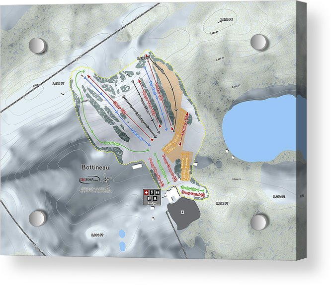 Bottineau Ski Trail Map - Acrylic Print - Powderaddicts
