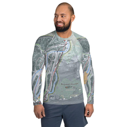 Bousquet, Massachusetts Ski Trail Map Men's Base Layer Top - Powderaddicts