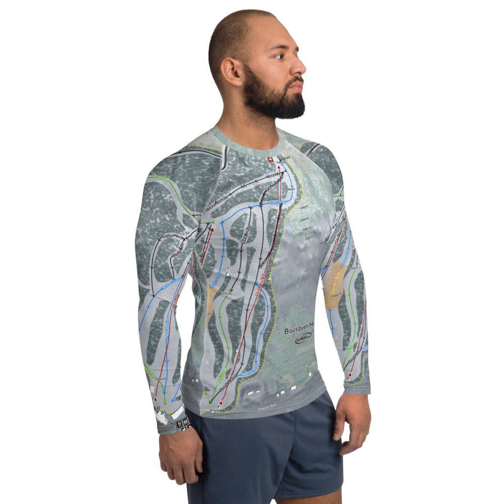 Bousquet, Massachusetts Ski Trail Map Men's Base Layer Top - Powderaddicts