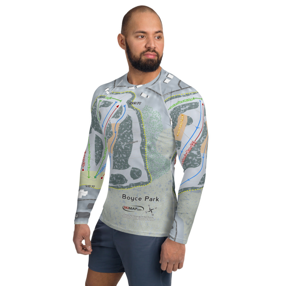 Boyce Park, Pennsylvania Ski Trail Map Men's Base Layer Top - Powderaddicts