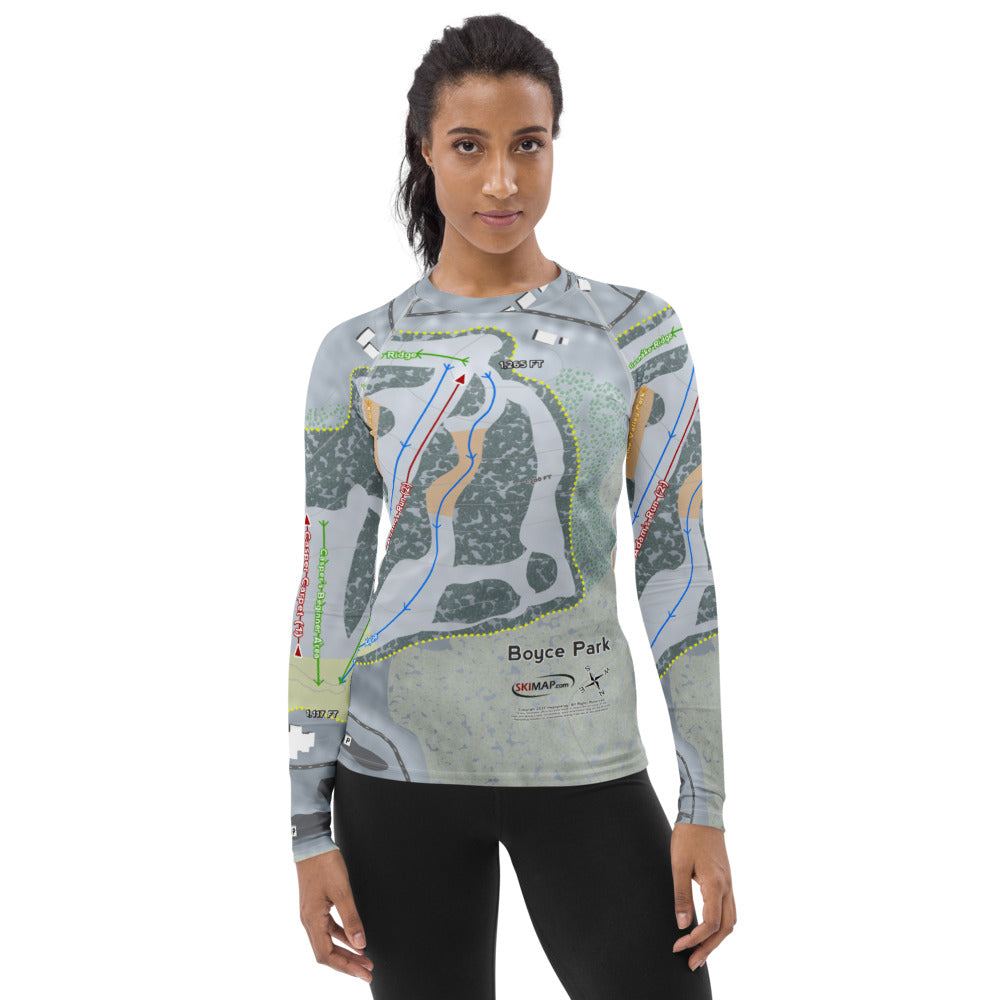 Boyce Park, Pennsylvania Ski Trail Map Women&#39;s Base Layer Top - Powderaddicts