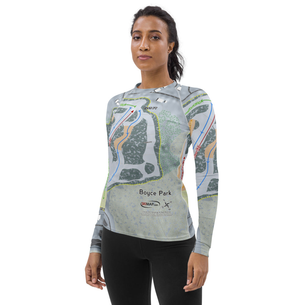 Boyce Park, Pennsylvania Ski Trail Map Women&#39;s Base Layer Top - Powderaddicts
