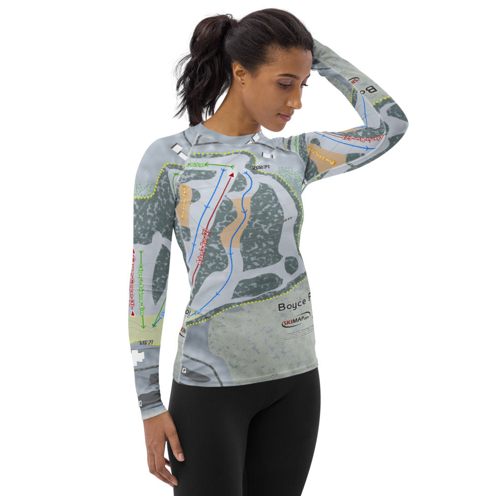 Boyce Park, Pennsylvania Ski Trail Map Women&#39;s Base Layer Top - Powderaddicts